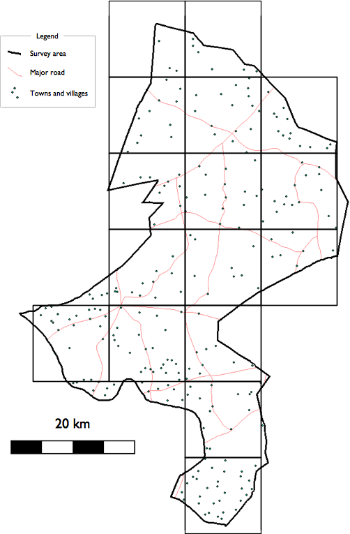 Drawing a square grid over the map