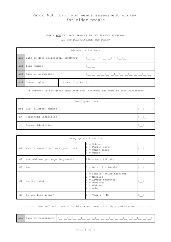 Page 1 of the RAM-OP questionnaire
