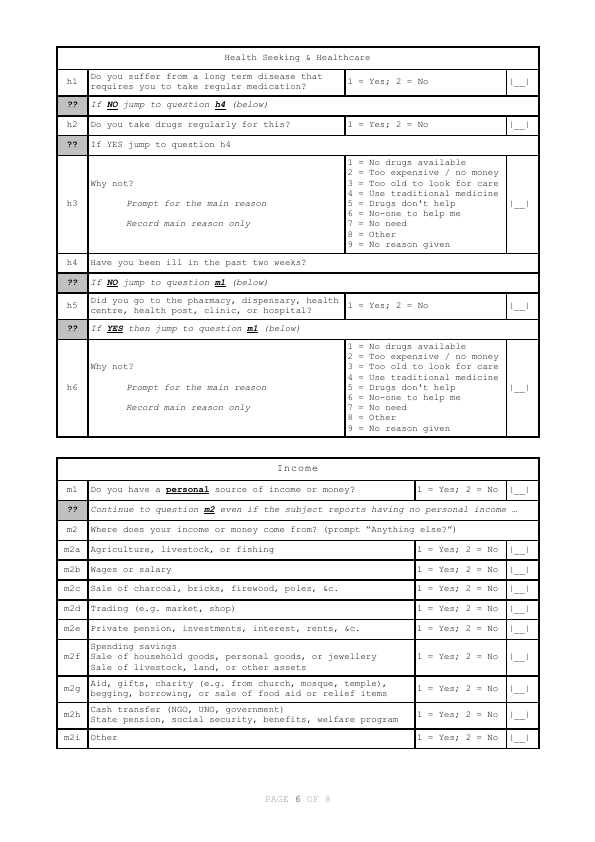 Page 6 of the RAM-OP questionnaire