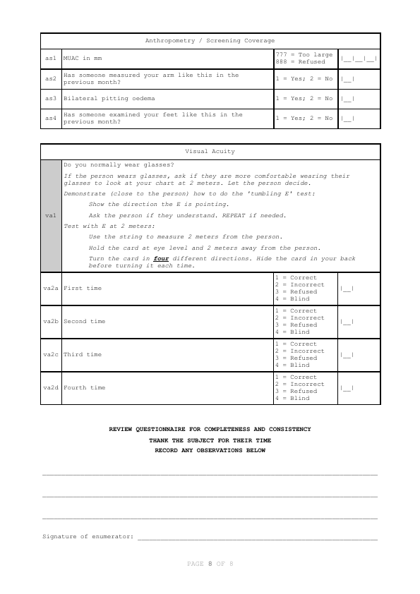 Page 8 of the RAM-OP questionnaire