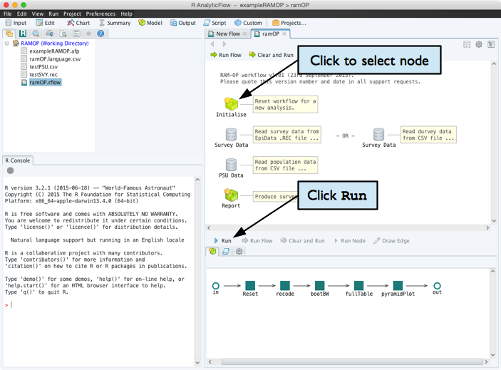 Running a RAM-OP RAnalyticFlow workflow